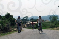 Bicycling up Hill in Vietnam
