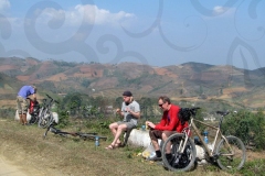 Mountain Bikers Taking a Break