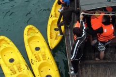 Kayakers Preparing for a Tour Around Ha Long Bay