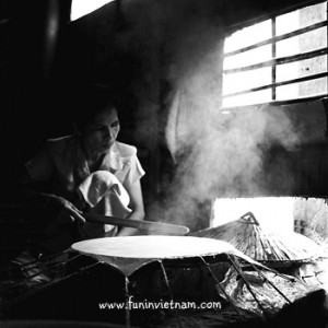 Making rice paper in Mekong Delta, Vietnam