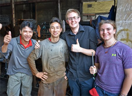 Plymouth students visited a steel factory near Hanoi
